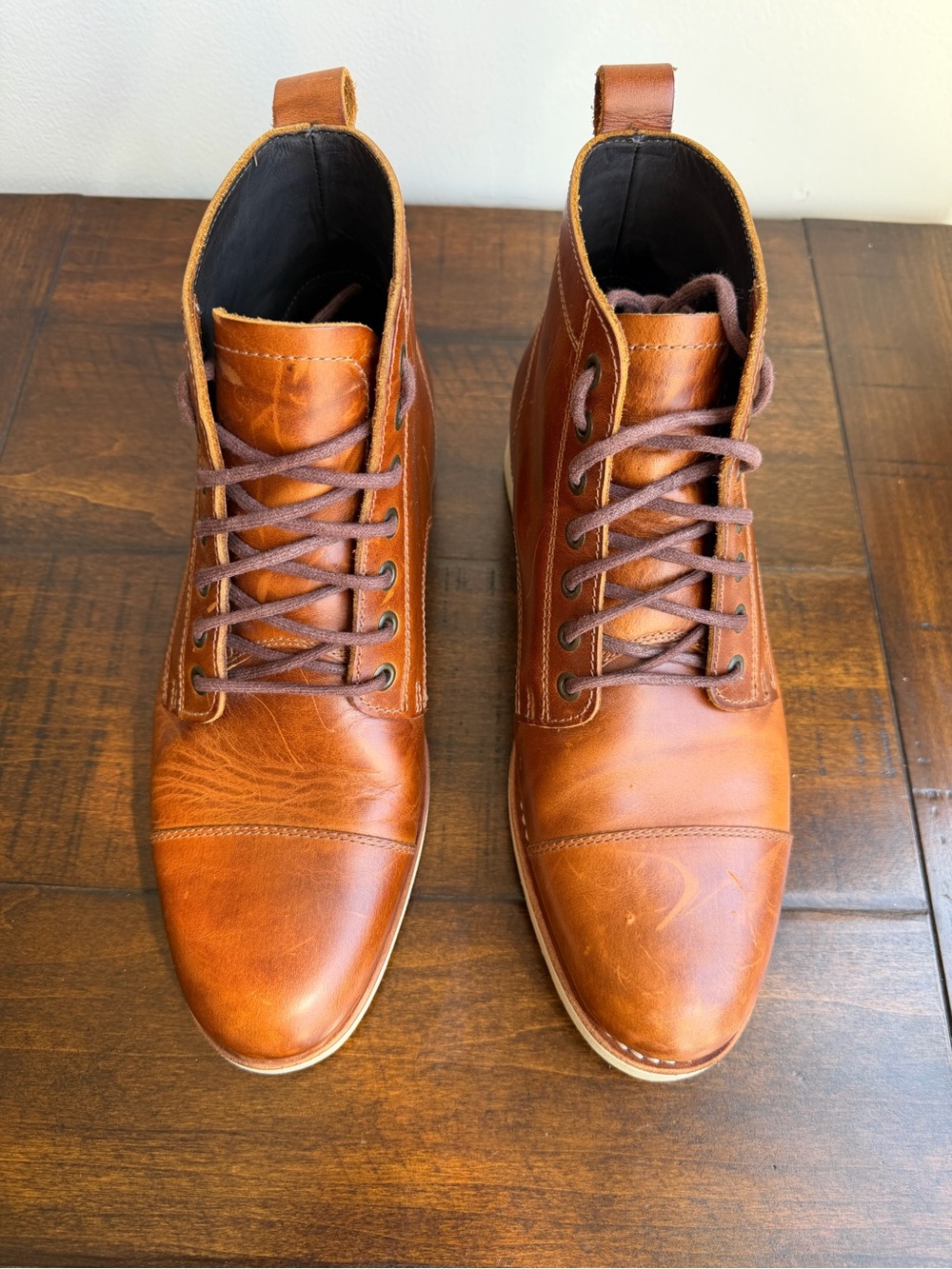Helm Lou Boots Men’s 9.5 M Teak Leather Lace Up Casual Boots Made In Brazil